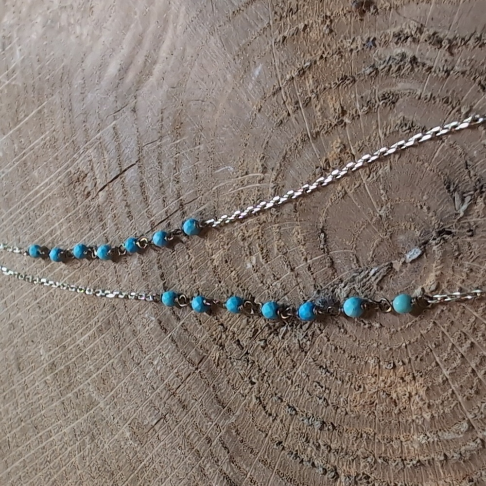 Elegant Gold Necklace with Sapphire Turqioise Accents and Evil Eye Design - Picture 6 of 12